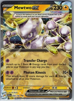 Mewtwo ex 058/182 SV04: Paradox Rift - Pokemon Card - NM - Image 1 of 2