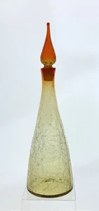 Blenko Handmade Glass 920M Decanter in Tangerine Crackle Winslow Anderson Design - Picture 1 of 8
