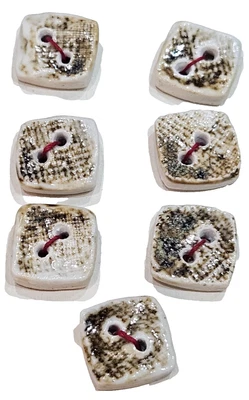 Grandma's 1970's Vintage Handmade 7 Ceramic Buttons 3/4 inch diameter - Image 1 of 2