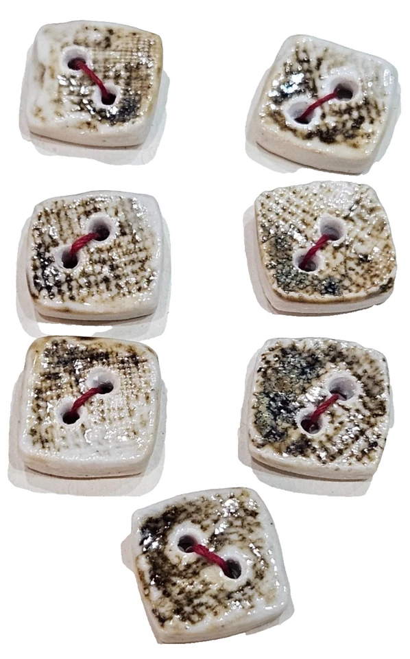 Grandma's 1970's Vintage Handmade 7 Ceramic Buttons 3/4 inch diameter - Image 1 of 2