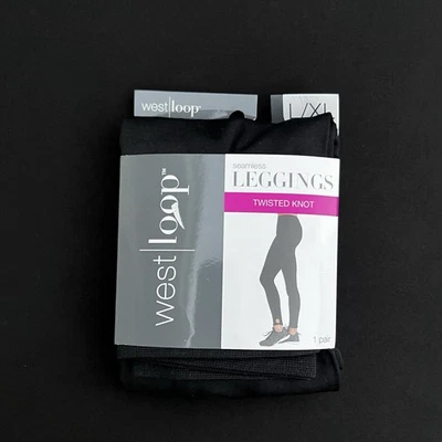West Loop Seamless Black Seamless Ladies Leggings Twisted Knot L/XL 10-16 NEW - Image 1 of 4