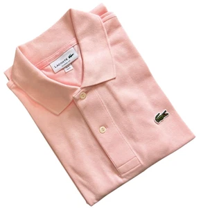 Lacoste Men's Polo Classic Fit L1212 Cotton Ribbed petit piqué Polo- Light Pink - Picture 1 of 5