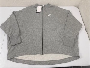 NIKE Women's Oversized Fleece Zip Cardigan Jacket Size XL Regal Gray Retail$70 - Picture 1 of 6