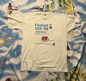 Vintage University Of Southern MAINE Finnfest 1998 Single Stitch T-Shirt L Thin - Picture 1 of 6