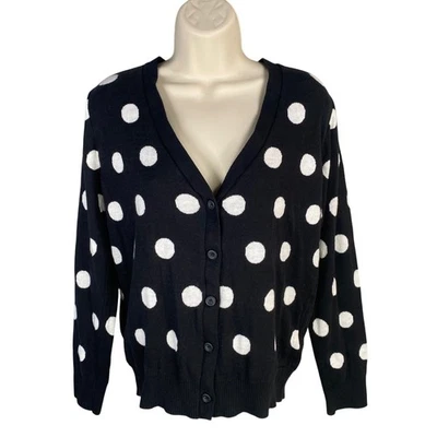 Forever 21 Cardigan 小号圆点纽扣分层独立 Twee Preppy 复古 — 第 1/4 张图片