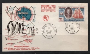 FRANCE 1960 FRENCH AUSTRALIAN ANTARCTIC TERRITORY KERGUELEN ARCHIPE STAMP ON FDC - Picture 1 of 1