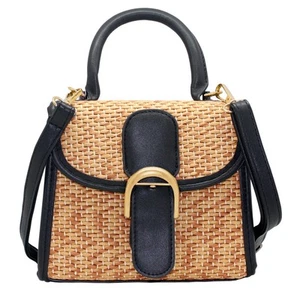 Retro Straw Woven Handbag Womens Small Cross Body Bag Shoulder Messenger Satc... - Picture 1 of 7