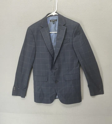 INC International Concepts Men Blazer Jacket XS Blue Plaid Two Button Coat - Image 1 of 4