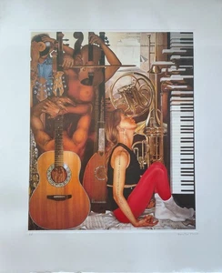 DOVILIO BRERO-"LA MUSICA"-LITOGRAFIA A COLORI-DIM. 60 x 83 cm-GARANZIA I.G.I. - Foto 1 di 6