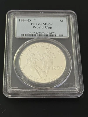 1994 D WORLD CUP COMMEMORATIVE $1 PCGS MS69 - Image 1 of 2