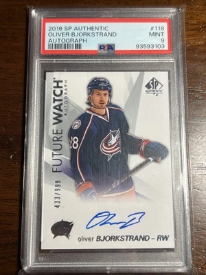 2016 SP Authentic OLIVER BJORKSTRAND Rookie PSA 9 Future Watch auto /999 - Image 1 of 2