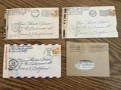 2 US Army Postal Service postmark 1945  Army examiner WW2 Love letters - Image 1 of 4