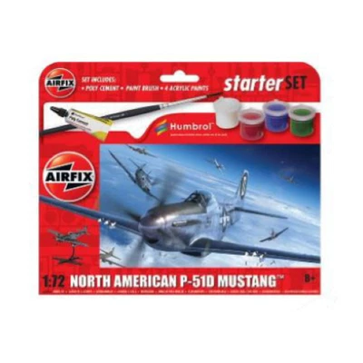 NORTH AMERICAN P51D MUSTANG SMALL STARTER SET KIT 1:72 Airfix Kit Aerei Nouveau  - Photo 1/3
