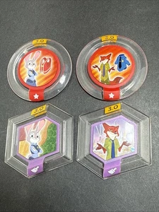 Disney Infinity 3.0 Zootopia Set of 4 Power Discs Judy Hopps Nick Wilde - Picture 1 of 8