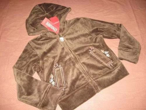 Sudadera con Capucha Gymboree Park City Luxe Marrón Terciopelo Bordado Talla 5 Nueva con Etiquetas Foto 1 de 1