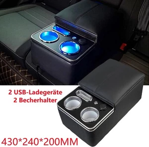 Reposabrazos trasero universal para coche segunda fila pasamanos LED Y 2 consola USB DE - Imagen 1 de 12
