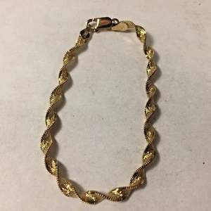 Vtg Gold Over Sterling 925 Silver Twisted Chain Tennis Bracelet ITALY Signed D - Picture 1 of 1