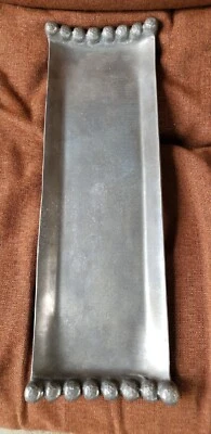 Target Holiday 2010 Metal Rectangular Silver Serving Candle Tray 17" Hammered - Image 1 of 4