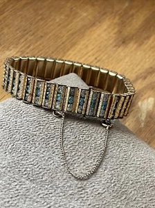 PULSERA DE DIAMANTES DE IMITACIÓN VINTAGE ART DECO RARA CATAMORE 12kt LLENA DE ORO - Imagen 1 de 11