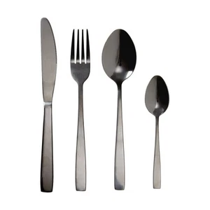 16pc Designer Black Stainless Steel Cutlery Table Set Knives Fork Spoon Teaspoon - Picture 1 of 1