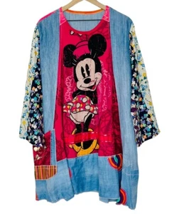 Desigual Disney Minnie Mouse Denim Patchwork Girls Tunic Dress Size 13/14 - Picture 1 of 6