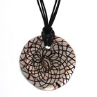 NEW Glass Circle Pendant & Black String Necklace - Sterling Silver Swirl 18.5"