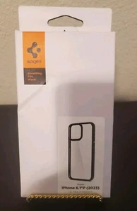For Apple iPhone 15 Pro Case Spigen Ultra Hybrid Clear Matte Black Trim New - Picture 1 of 5