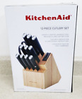 Kitchen Aid 12 Piece Cutlery Set Japenese Steel W/ Wood Block Brand New Boxed