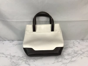 The Villager Liz Claiborn Small Handbag White Brown 100% Polyvinyl 8X6X2.5 T - Picture 1 of 9