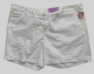 Merona Seersucker Casual Shorts Womens Size 8 White 100% Cotton New With Tags - Picture 1 of 4