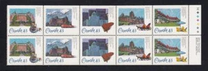 Canada 1993 Historic CPR Hotels 43¢, MNH folded pane of 10 from BK160 sc#1471b - Picture 1 of 1