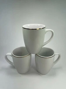 Threshold Porcelain Coffee Mug White Target Stoneware Set of 3 Gold Rim Cups C33 - Picture 1 of 12