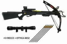 Balestra professionale 150 libbre fibra di carbonio + 5 frecce + Ottica 4x32