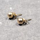 Studded Ball Earrings Gold Tone Mid Century Modernist Boho Pierced 0.25"