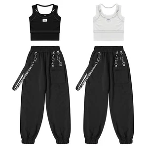 Kids Girls T-shirt With Sweatpants Stylish Vest Pants Set Hiking Sweatsuits - Picture 1 of 33
