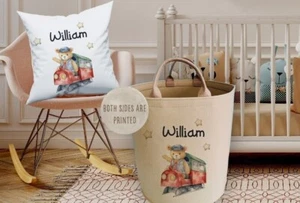 Tubo de almacenamiento personalizado para niños, cesta de juguetes con impresión de tren, artículo de guardería, - Imagen 1 de 2