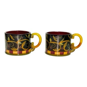 2er Set DEMDACO Schokolade Beeren Kaffeetassen Deb Hrabik 2002 handbemalt EUC - Bild 1 von 7