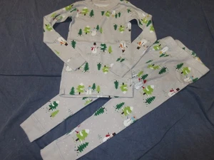 Boys HANNA ANDERSSON 2 Pc PAJAMAS - Sz 120 or 6-7 - SNOWMAN/TREE - Moon & Back - Picture 1 of 2