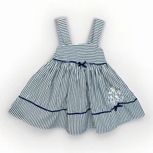 Max Studio Baby Sommerkleid 18 M marine-weiß gestreift Seersucker Strand Kirche Fotos - Bild 1 von 7