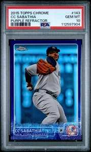 2015 Topps Chrome Purple Refractor /250 CC Sabathia #143 PSA 10 POP 2 Yankees - Picture 1 of 4