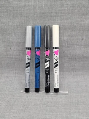 Canetas Sally Hansen Nail Art pacote com 4 redondas brancas e pretas, prata fina e azul - Imagem 1 de 3