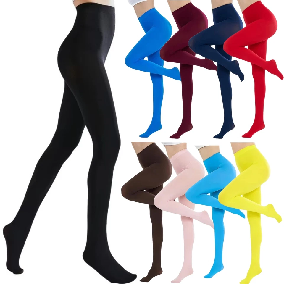 Ladies Fleece Lined Thermal Tights Winter Warm Black Full Foot Thick Uk