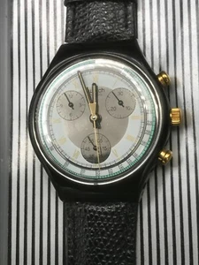 Uhr SWATCH Chrono COLOSSAL (SCB109)-Voll funktionstüchtig-TOP-Zustand! Echtleder - Picture 1 of 10
