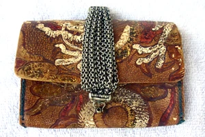 Antique hand Tooled Japanese Leather Tobacco Pouch, Dragon Motif, Meiji Period - Picture 1 of 8
