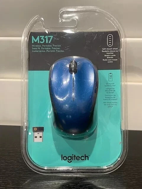 NEW SEAL--Logitech M317 BLUE Wireless USB Optical Mouse With UNIFY Receiver - Image 1 of 1