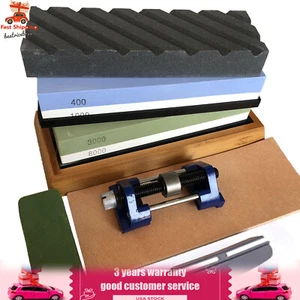 Knife Sharpening Stone Set Dual Grit Whetstone Sharpener Wet Kitchen Tools Kit - Picture 1 of 46