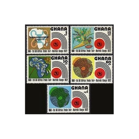 Ghana 440-444,MNH.Michel 453-457. All-Africa Trade Fair,1972.Map,Fireworks Cover
