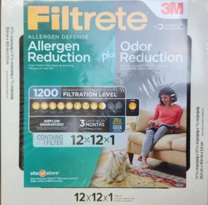 (4 Pack) 3M Filtrete 12x12x1 Allergen & Odor Reduction Defense 1200 MPR Filters - Picture 1 of 2