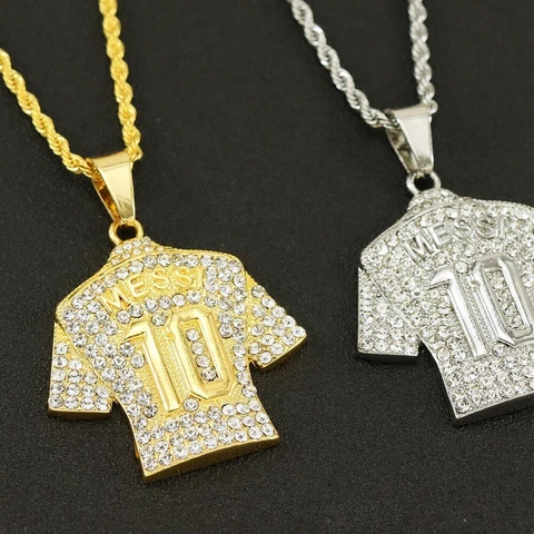 Lionel Messi10 Jersey MLS Inter Miami CF18K Zircon Pendant Necklace Hip Pop Gift Cover