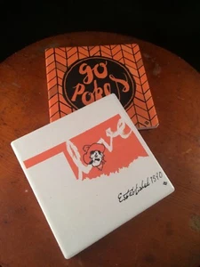 2 Oklahoma State University Ceramic Coaster Trivet Go Pokes Cork Bottom OSU - Picture 1 of 8